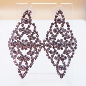 Vintage Rhinestone Encrusted Crystal Floral Dangle Earrings